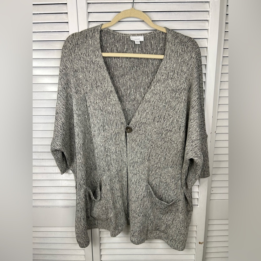 Pure Jill Gray Women's Textured Top with Button Detail Size L